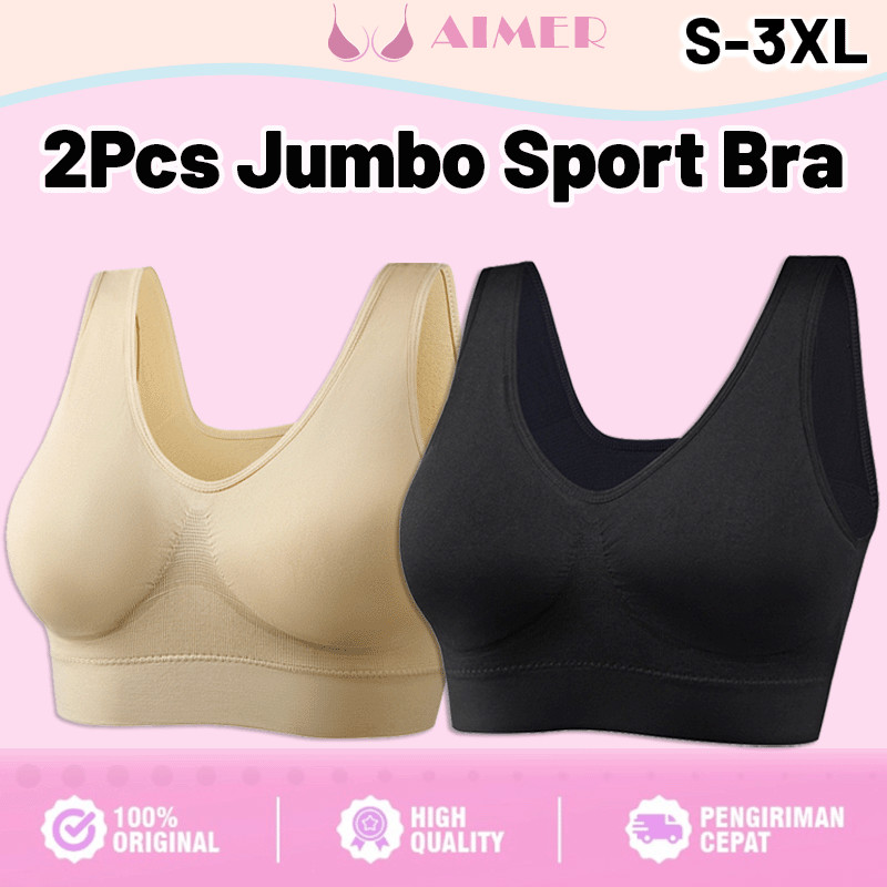 2pcs Sport bra jumbo S-3XL bra tanpa kawat push up seamless bh miniset gym yoga wanita beha SP820