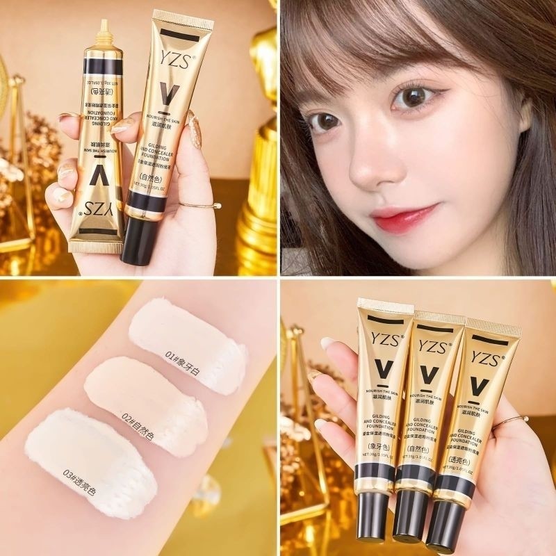 YZS Foundation Gilding And Concealer Liquid Foundation Moisturizing Waterproof BB Cream Lightening H