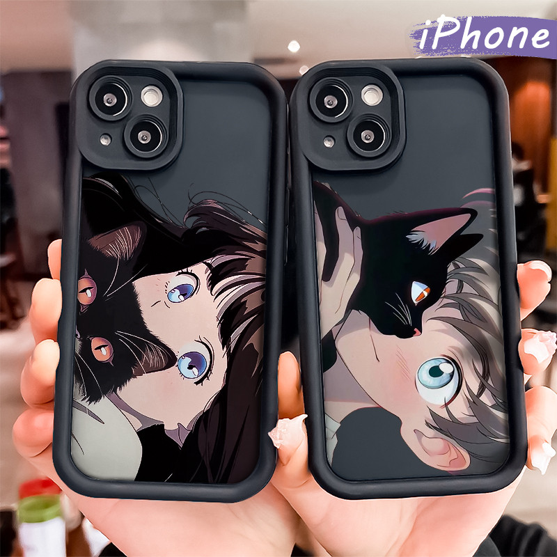 Lucu Funny Couple Silicone Case iPhone 13 15 11 12 14 Pro Max XR X Xs Soft Polos Hitam TPU Tebal  Ca