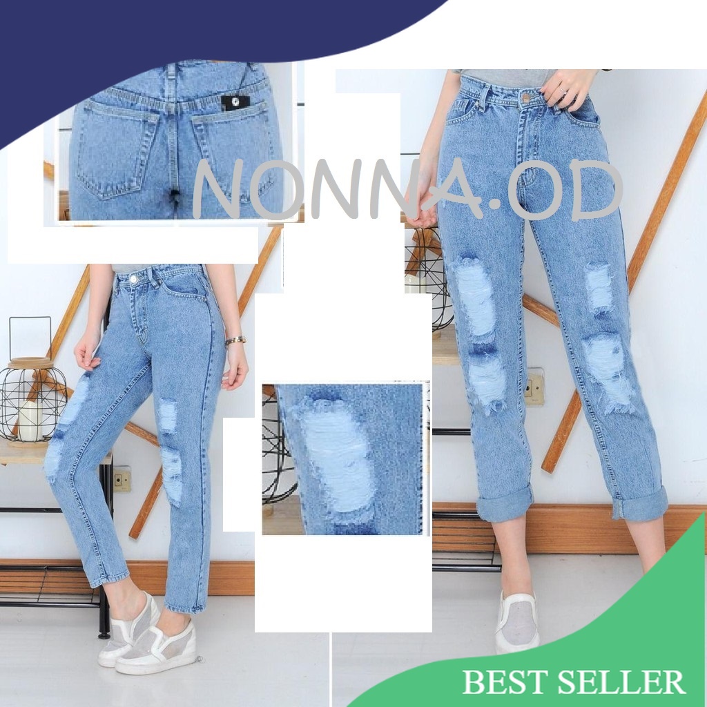 CELANA BOYFRIEND WANITA RIPPED JEANS SOBEK / CELANA JEANS SOBEK2 KEKINIAN / CELANA JINS WANITA SOBEK
