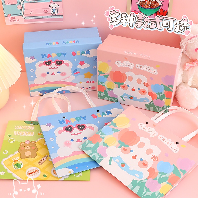 

Kotak Hadiah / Kotak Hampers / Kotak Kado + Paperbag Tulip Rabbit 1 Set Amyra Dharma