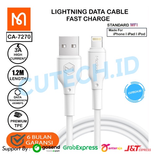 MCDODO KABEL DATA USB TO IPHONE LIGHTNING FAST CHARGING 3A CA-7270 ALL IPHONE