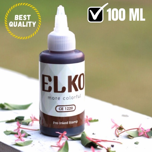 

New- Tinta Stempel Flash Warna Coklat Waterproof ELKO 100 ML Untuk Kertas