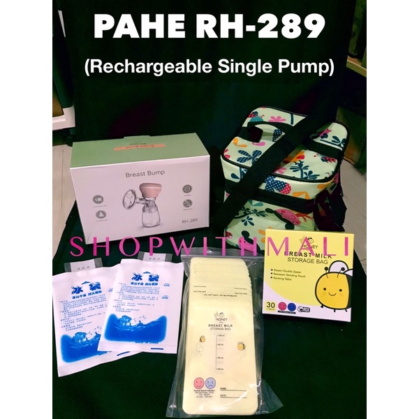 PAHE Paket Hemat Pompa Asi RH 289 Rechargeable Single Breast Pump Bisa DI CAS / CHARGE