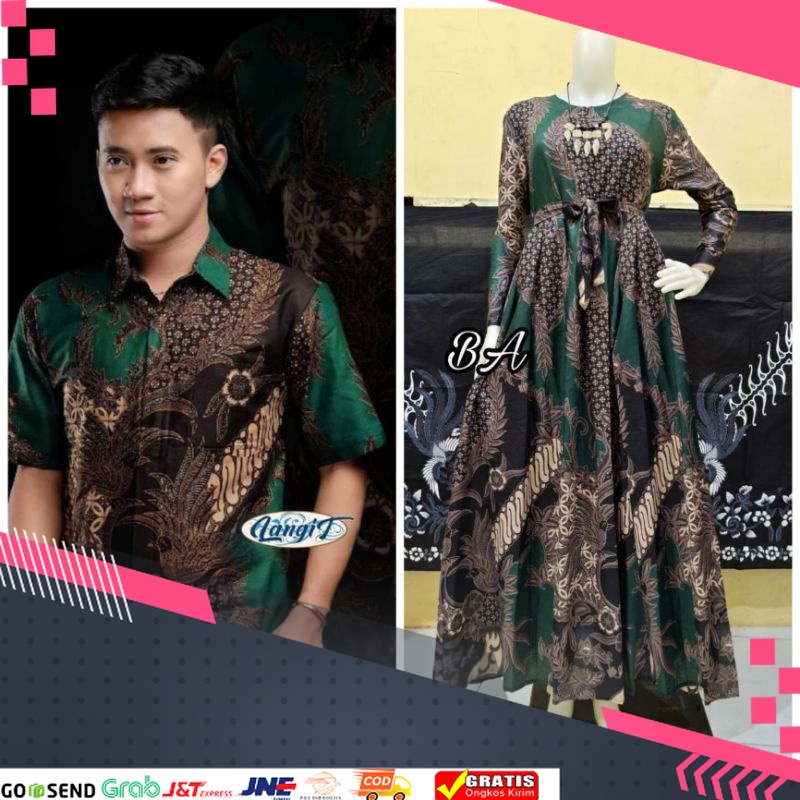 MOTIF BATIK BATU TERMURAH TERPOPULER /COUPLE BATIK KEMEJA PENDEK DAN GAMIS ABDUL BATIK II COUPLE BAT