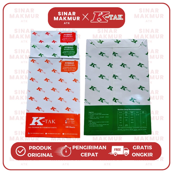 

Hybrid Self Adhesive/Sticker Vinyl/Tahan Air/ Waterproof A3+ K-TAK