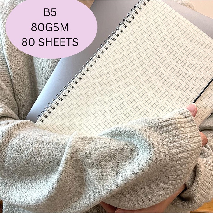 

NOTE BOOK SPIRAL CREAM PAPER 80 GRAMS BUKU RING A5 B5 GRID DOT LINES - A5 - DOT