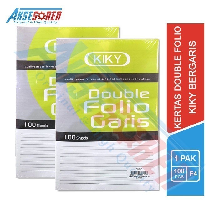 

Kertas Double Folio Bergaris Kiky 1 Pack 100 Sheets / Polio Kiki 1 Pak - 100 Lembar