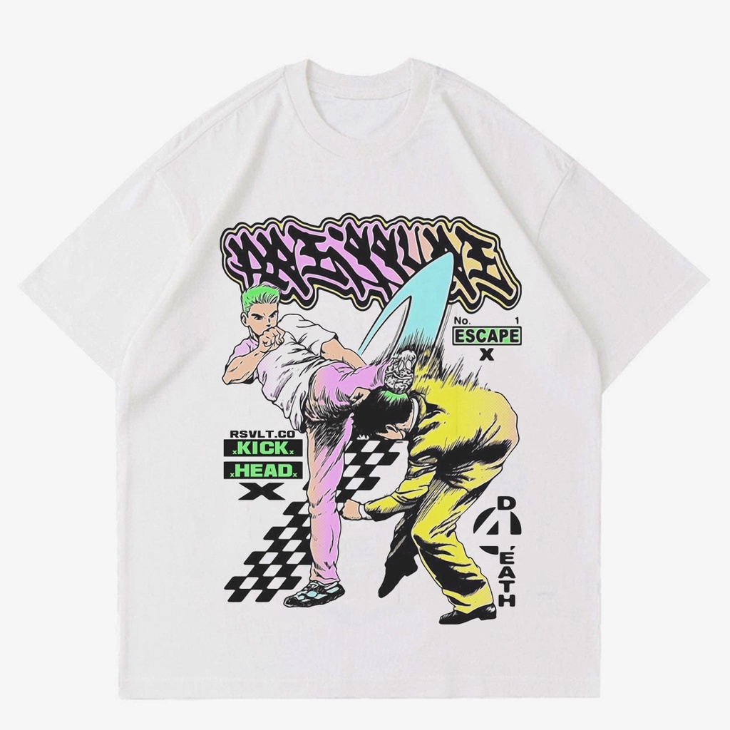 RSVLT - GRAPHIC TEE ANIME STREET FIGHTER | KAOS ANIME VINTAGE | T-SHIRT WHITE OVERSIZE ANIME 30S TEE
