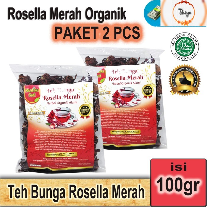 

[ PAKET 2 pcs ] Teh ROSELLA MERAH MUSTIKA SARI Curah Bunga - 100gram