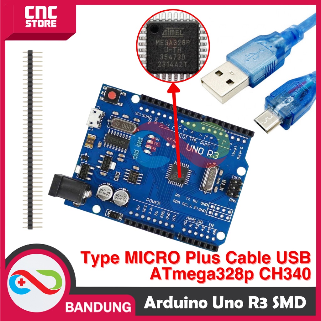 

ARDUINO UNO R3 ATMEGA328P SMD CH340 ATMEGA328P MICRO USB PLUS KABEL DATA