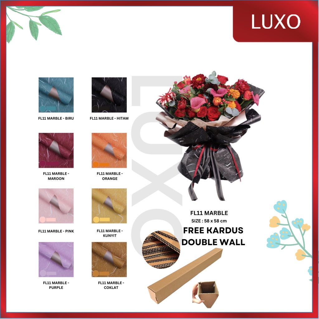 

LUXO - (5 LEMBAR) - FL11 MARBLE Kertas Bunga Paper Buket Motif Garis Abstrak Florist Cellophane