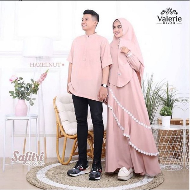 Safitri Couple I Sarimbit Suami Istri Couple Terbaru Premium Gamis Couple Lebaran Mewah Pesta Pasang