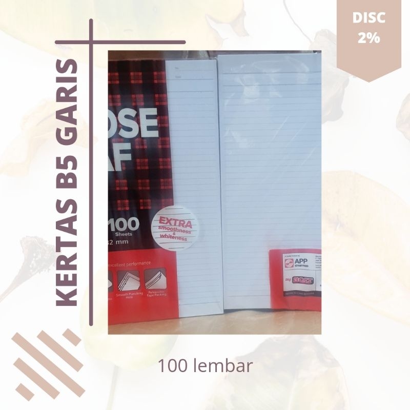 

Loose Leaf Isi Kertas Binder B5 (26 ring) 100 Lembar garis