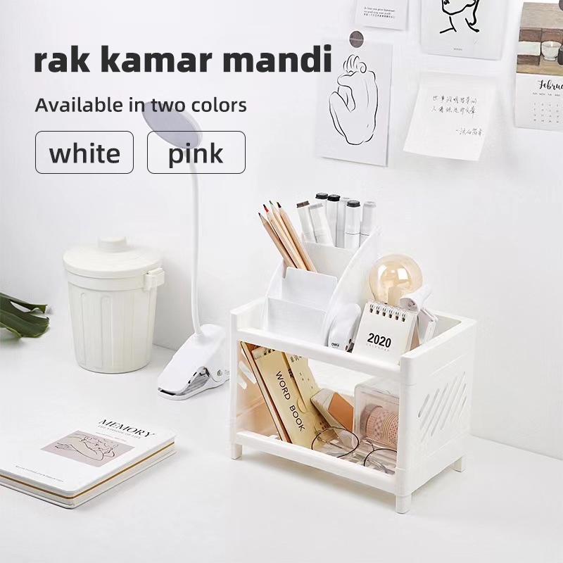 Dua lapisan  Rak kamar mandi Rak Serbaguna  Perlengkapan Rumah Rak Kamar Mandi Penyimpanan Kosmetik Rak Skincare Rak Sabun Kamar Mandi