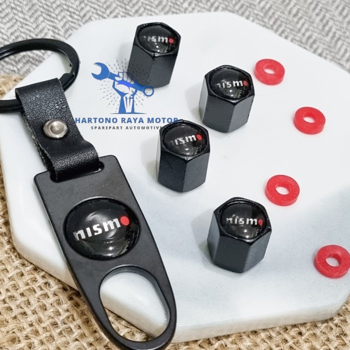 penutup Pentil Ban Mobil Logo Nismo + Gantungan Kunci Nismo Nissan
