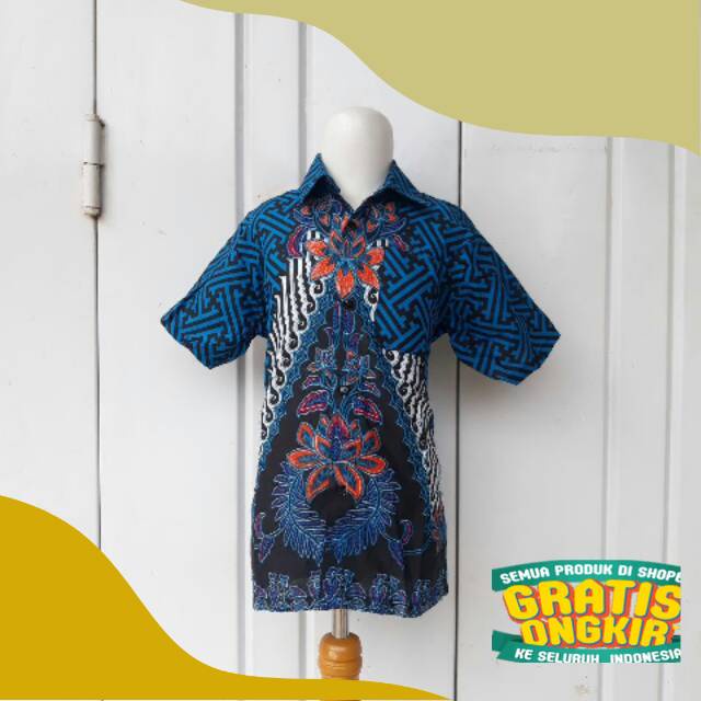 Baju Anak Laki-laki Batik Zigi Couple Orang Tua/maron navy tosca