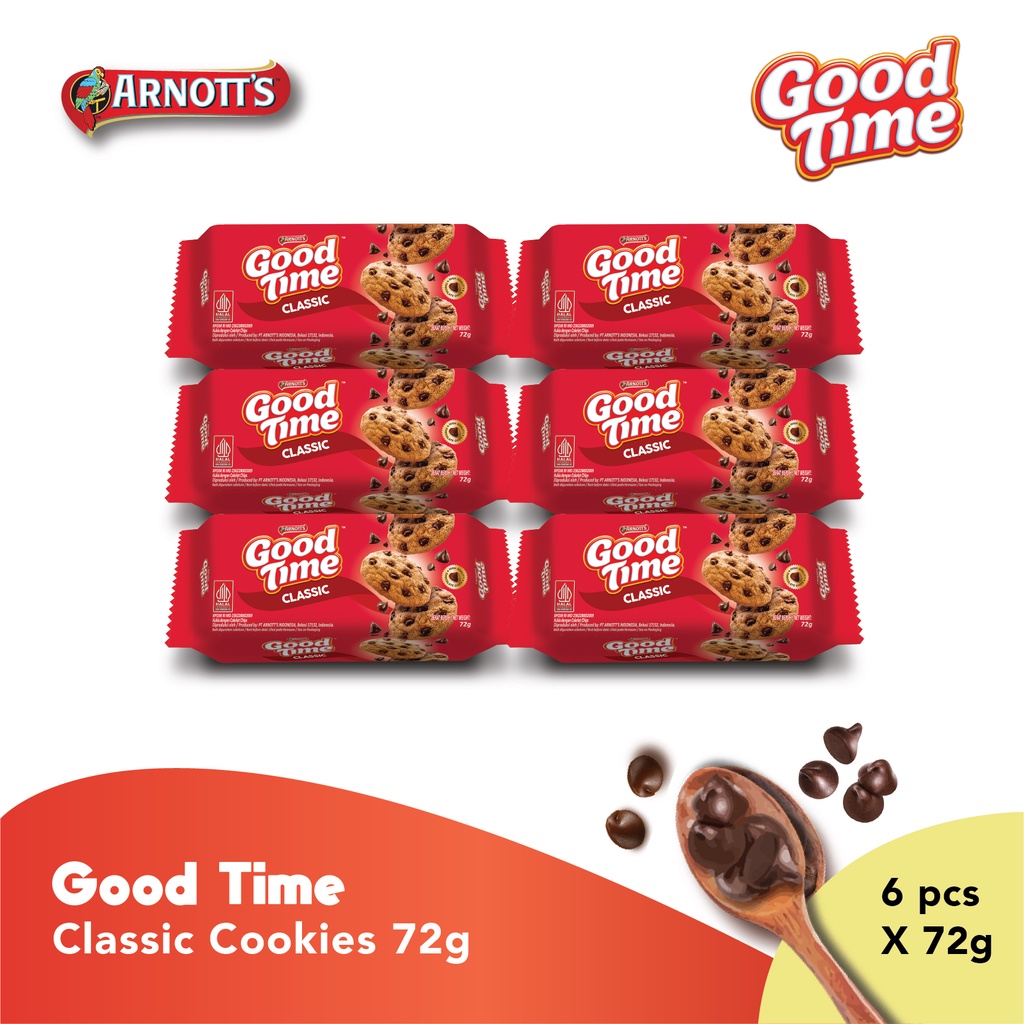 

Good Time Classic Chocochips Cookies 72gr 6 Pcs