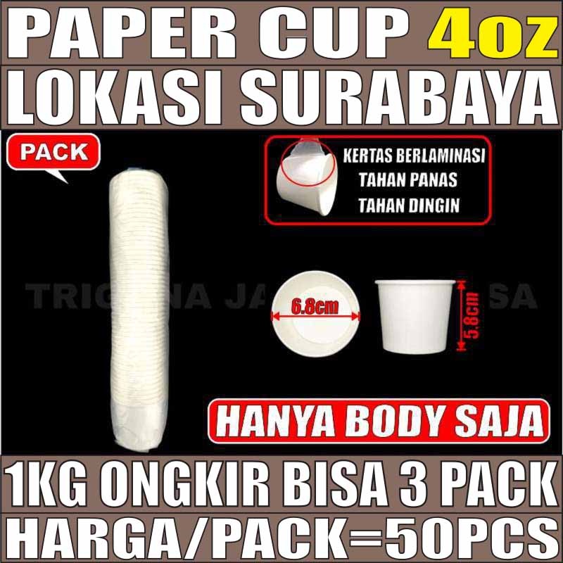 Paper Cup 4oz 50pcs Gelas Kertas Ice Cream Eskrim Jasuke Surabaya