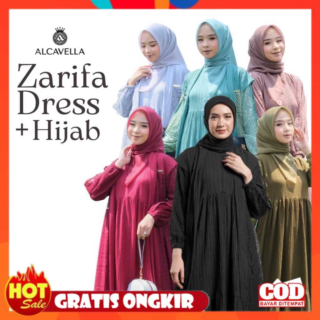 KAIN ADEM HALUS TEBAL / ALCAVELLA - ZARIFA DRESS SET HIJAB | DRESS WANITA DEWASA | DRESS MUSLIM | GA