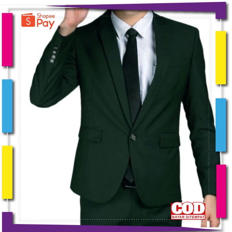 PREMIUM KOREAN STYLE / jas blazer pria hijau botol/blazer modern pria