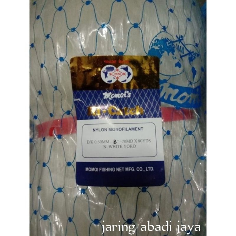 JARING IKAN MOMOI 6 INCHI 0.60 70MD/80YDS YOKO JARING IKAN NELAYAN JARING MOMOI