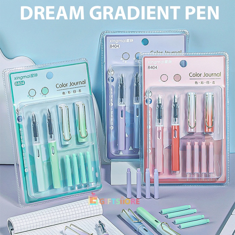 

✨COD Set Pulpen Premium 0.38mm Gradien Fountain Pen Kantung tinta pulpen set pulpen Pena kantor Alat Tulis Siswa-GS