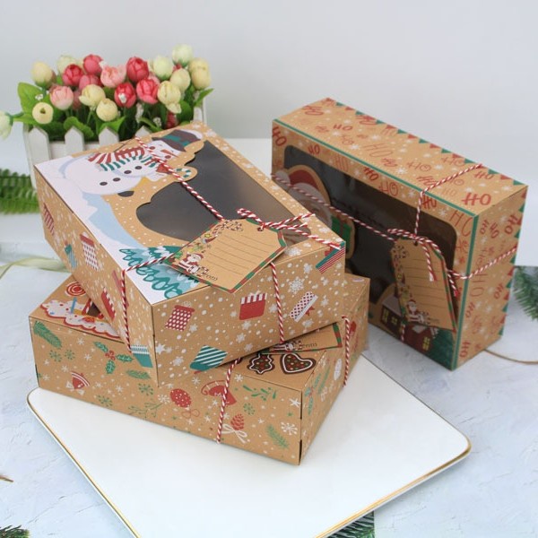 

12pcs set Xmas brownies Box / kotak kue natal karton coklat