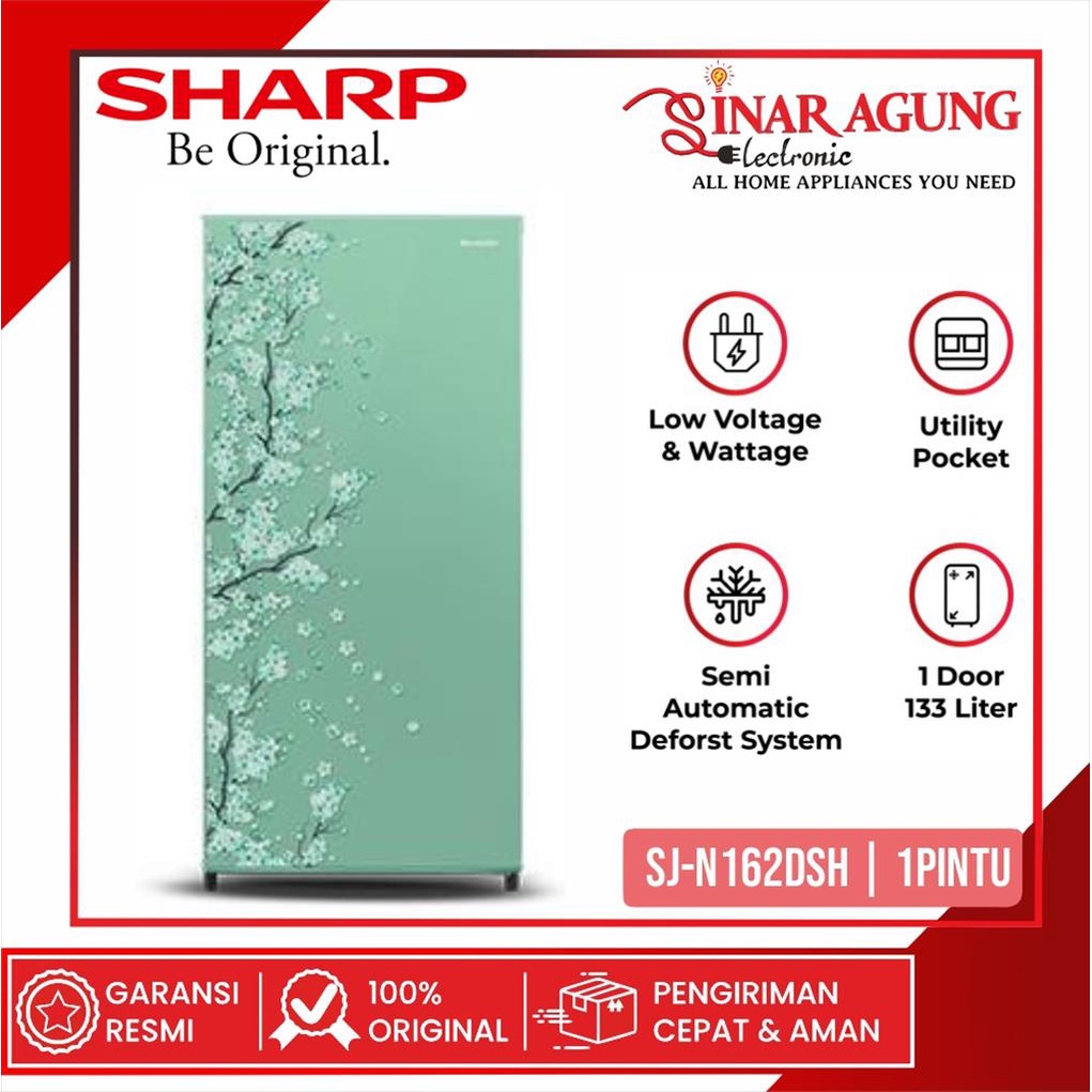 [COD] KULKAS / LEMARI ES SHARP SJN162DSH / SJN162 / SJN-162 (1 PINTU / 133 LITER) GARANSI RESMI