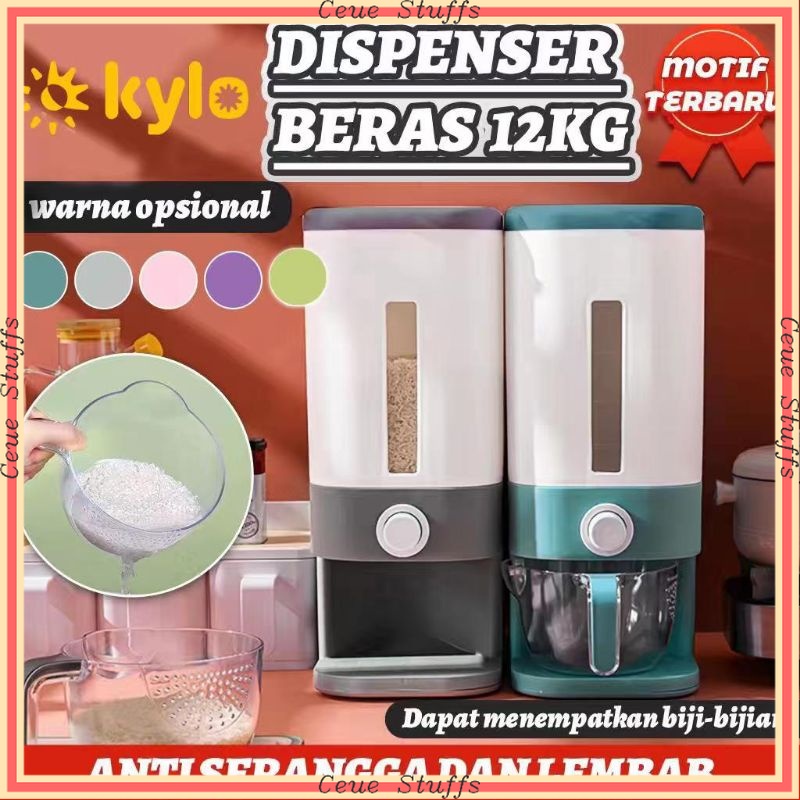 PROMO AESTHETIC PREMIUM ANTI KUTU  Dispenser Beras 12Kg/Tempat penyimpangan Beras Otomatis/Rice Box