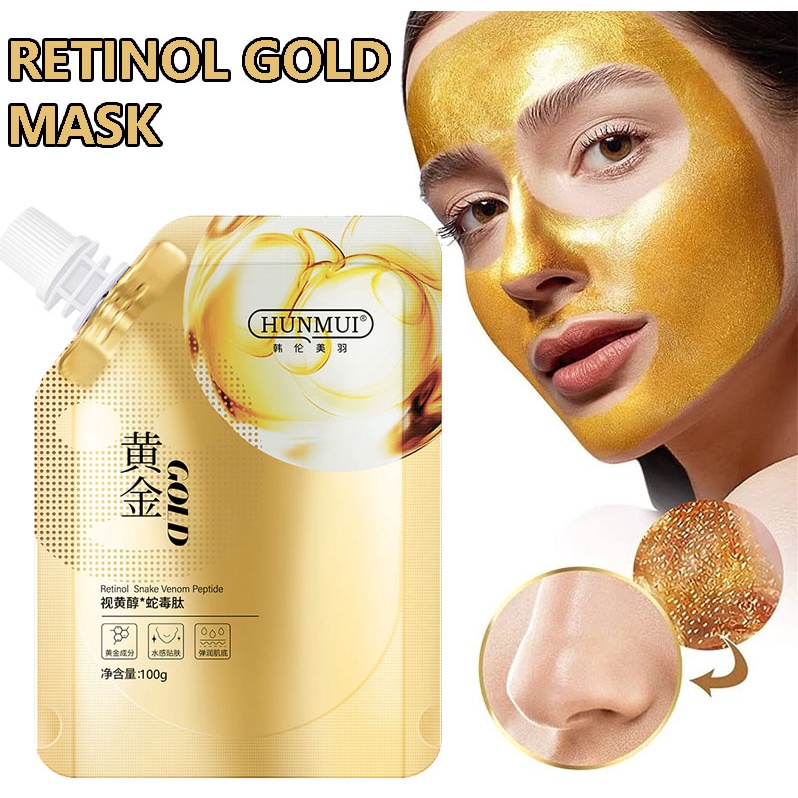 PROMO 3 PCS HUNMUI GOLD Retinol CINDYNAL Masker Wajah Peel Off Mask - Masker Telur Anti Aging Collag