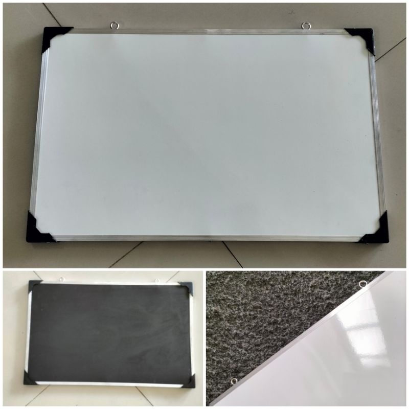 

Papan tulis 30x50 WHITEBOARD/ putih+ KAPUR/ hitam gantung