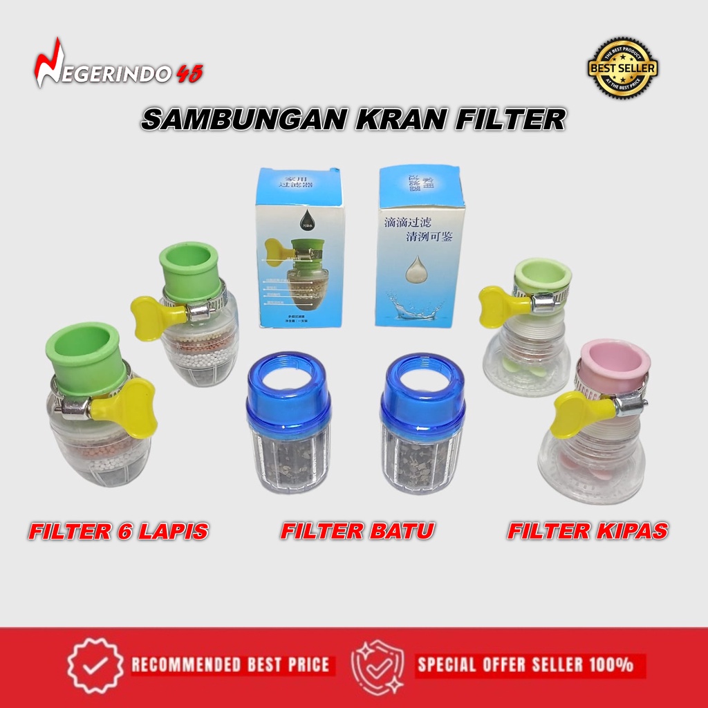 Sambungan Kran Air 4 Filter 6 Lapis kepala kran air saringan air kran kipas kran filter batu