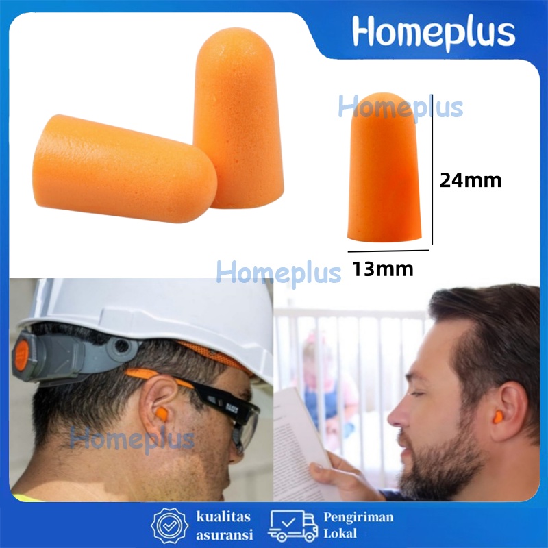 HomePlus Penyumbat Telinga Spons Oranye Kuping Earplug Anti Bising Peredam Suara Busa Earplugs Penyumbat Kuping Tidur Penyumbat Telinga