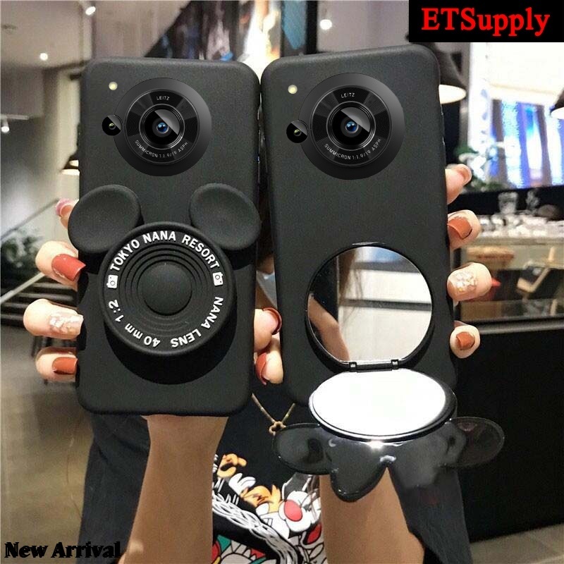 Phone case casing For Sharp Aquos R7S V7 Plus Aquos R9 Pro Back Cover Cartoon Stand Mirror Silicone 