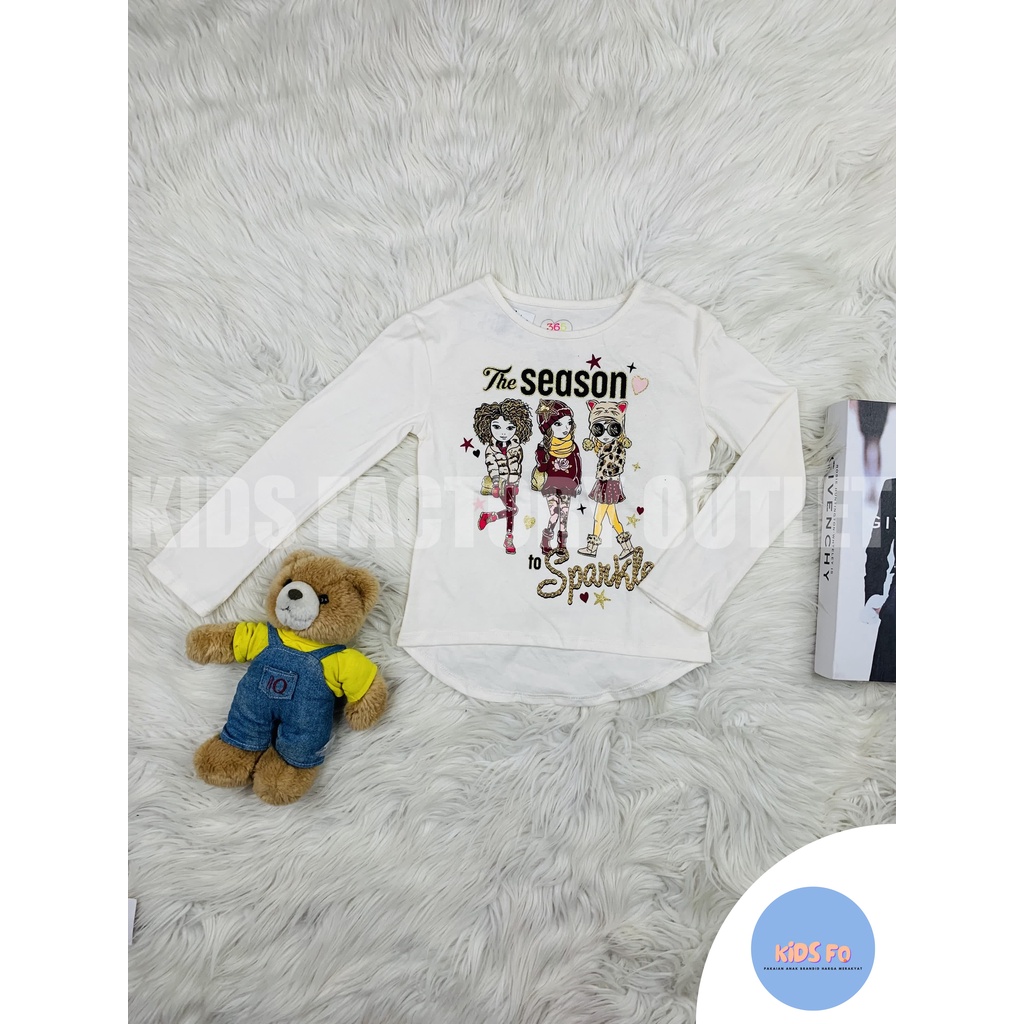 KAOS CEWEK LENGAN PANJANG PUTIH MOTIF CEWEK 3 ORANG - BRAND GARANIMALS - BRAND ORIGINAL - BAJU ANAK 