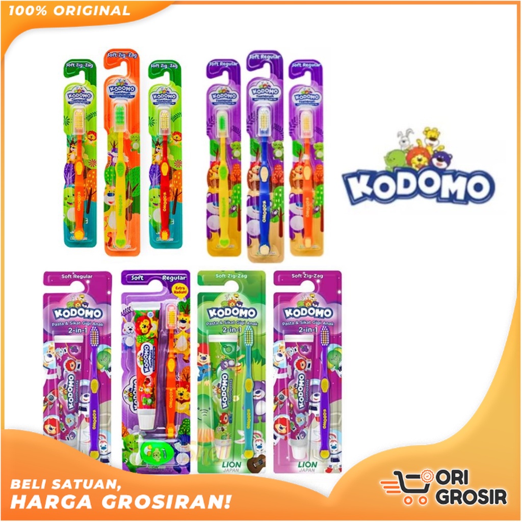 ORI Grosir   Kodomo Sikat Gigi Anak Reguler 2in1 / Kid Toothbrush Soft Regular / Tooth Brush Zig Zag