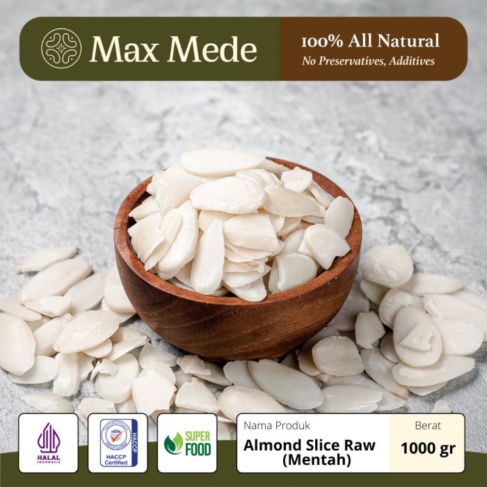 

Kacang Almond Slice Natural Mentah Kacang Almond Iris Premium Max Mede