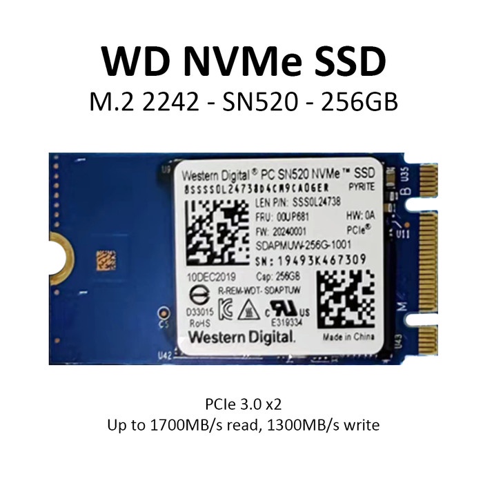 WD SN520 M.2 2242 NVMe SSD Solid State Drive M2 PCIe Internal WWAN