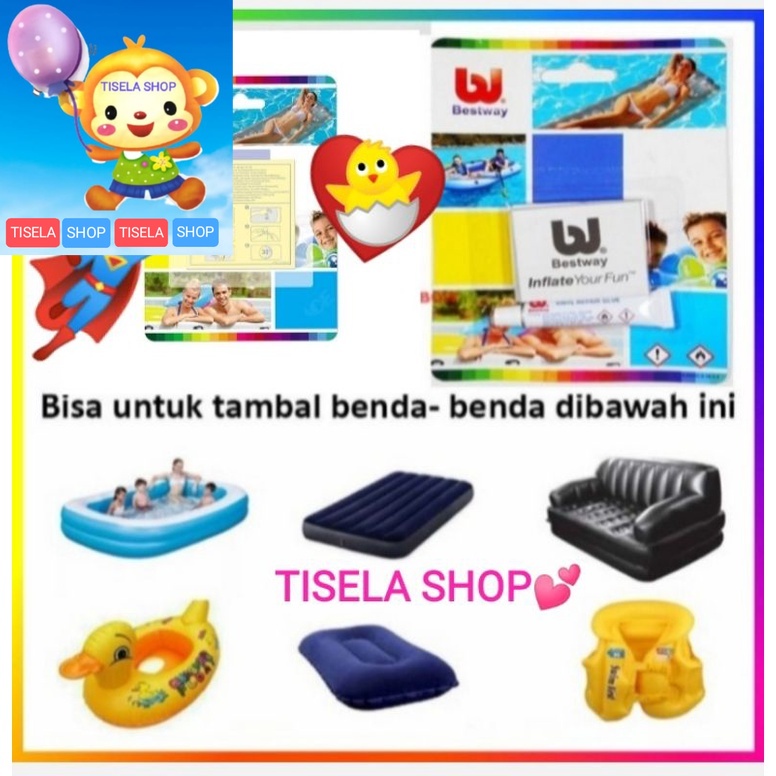 

Lem glue Tambal Bestway Repair kit kasur angin karet vinyl ban sofa matras