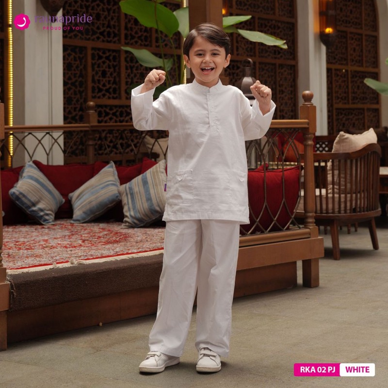Koko anak lengan panjang putih Rauna / RKA 02 / Rauna set koko anak lengan panjang / koko anak putih