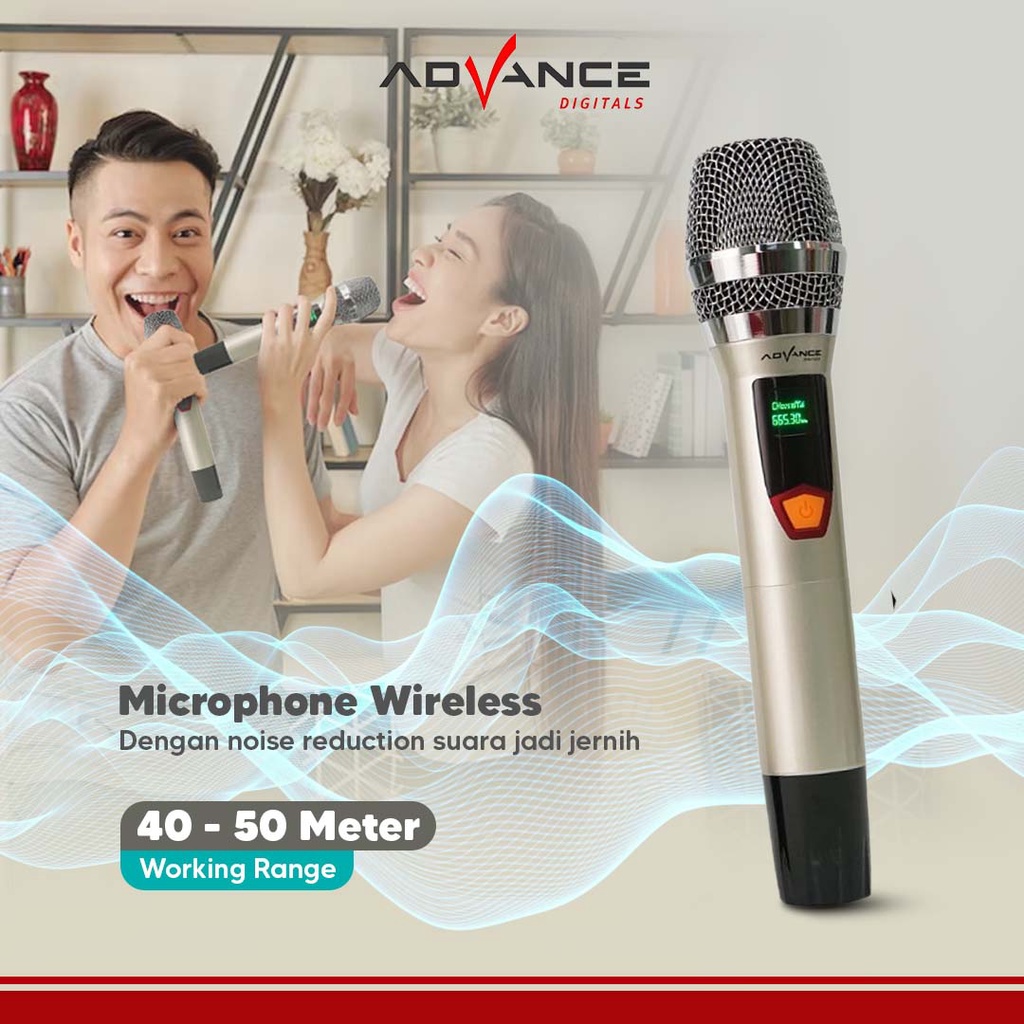 Advance Microphone Mic 203 Double Wireless + Receiver MIC 203 - Mikrofon untuk Karoke