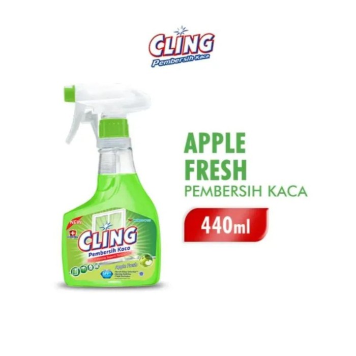 Cling Pembersih Kaca Pump440ml Apple Fresh//Pembersih Kaca