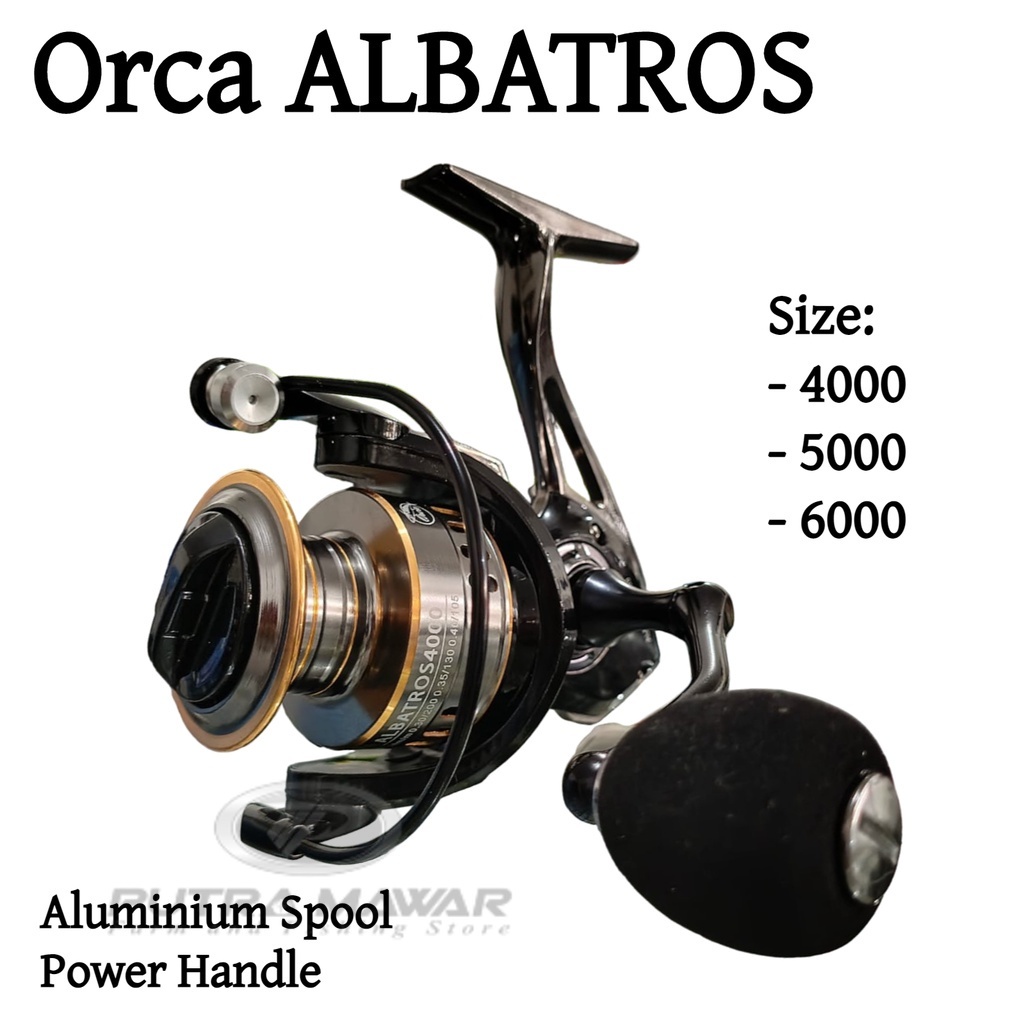 Reel Orca Albatros 4000 5000 6000 Power Handle 5+1 Ball Bearing Aluminium Spool / Rell Gulungan Sena