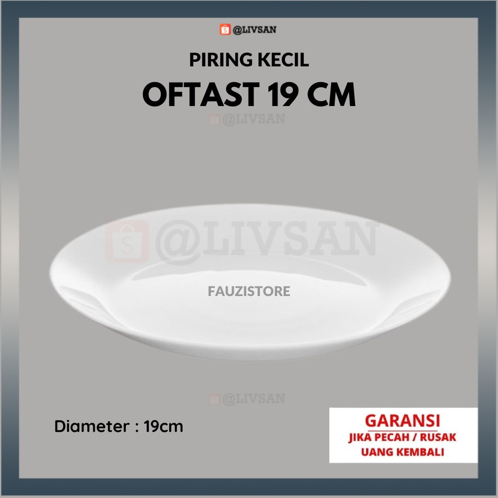 OFTAST piring kecil putih 19 cm piring makan piring kaca piring putih piring serbaguna LIVSAN