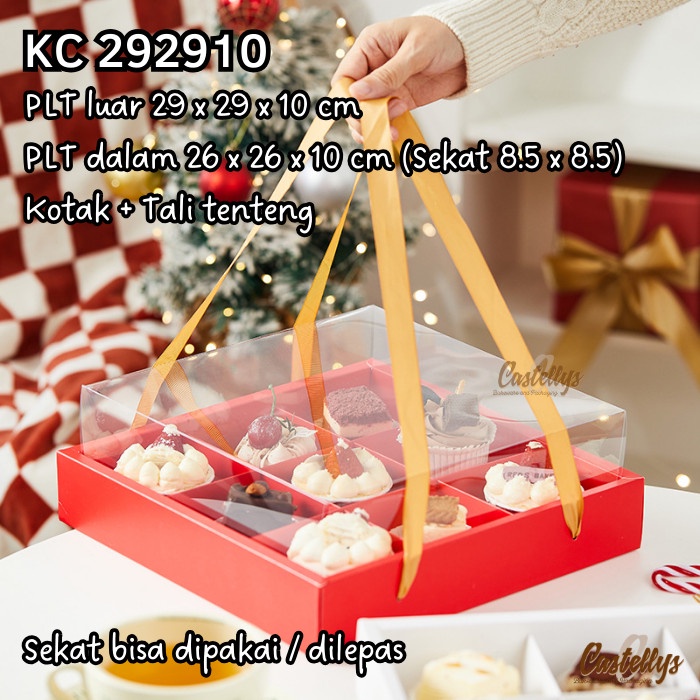 

KC292910 Kotak Box Kue Sekat 9 Mini Cake Pudding Dessert Bolu Tart Pie