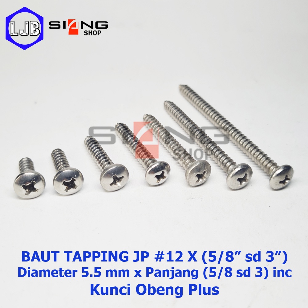 Baut Stainless JP #12 Sekrup Tapping Screw