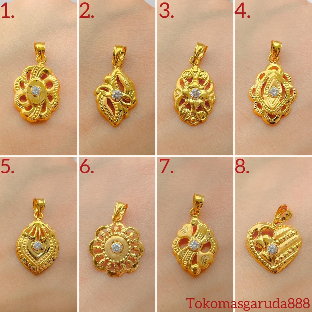 Liontin anak dan dewasa emas asli kadar 700 16k 22 mainan kalung love bunga mata ringan setengah gra