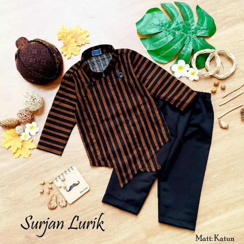 Setelan Baju Lurik Anak SD || Baju Tradisional Anak || Surjan Lurik Anak Laki Laki
