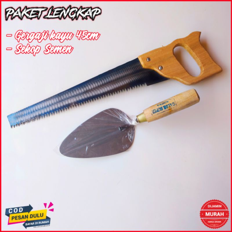 Paket 3 pcs Terlaris Gergaji Kayu In Linggis Mini In Sekop Semen Stainless
